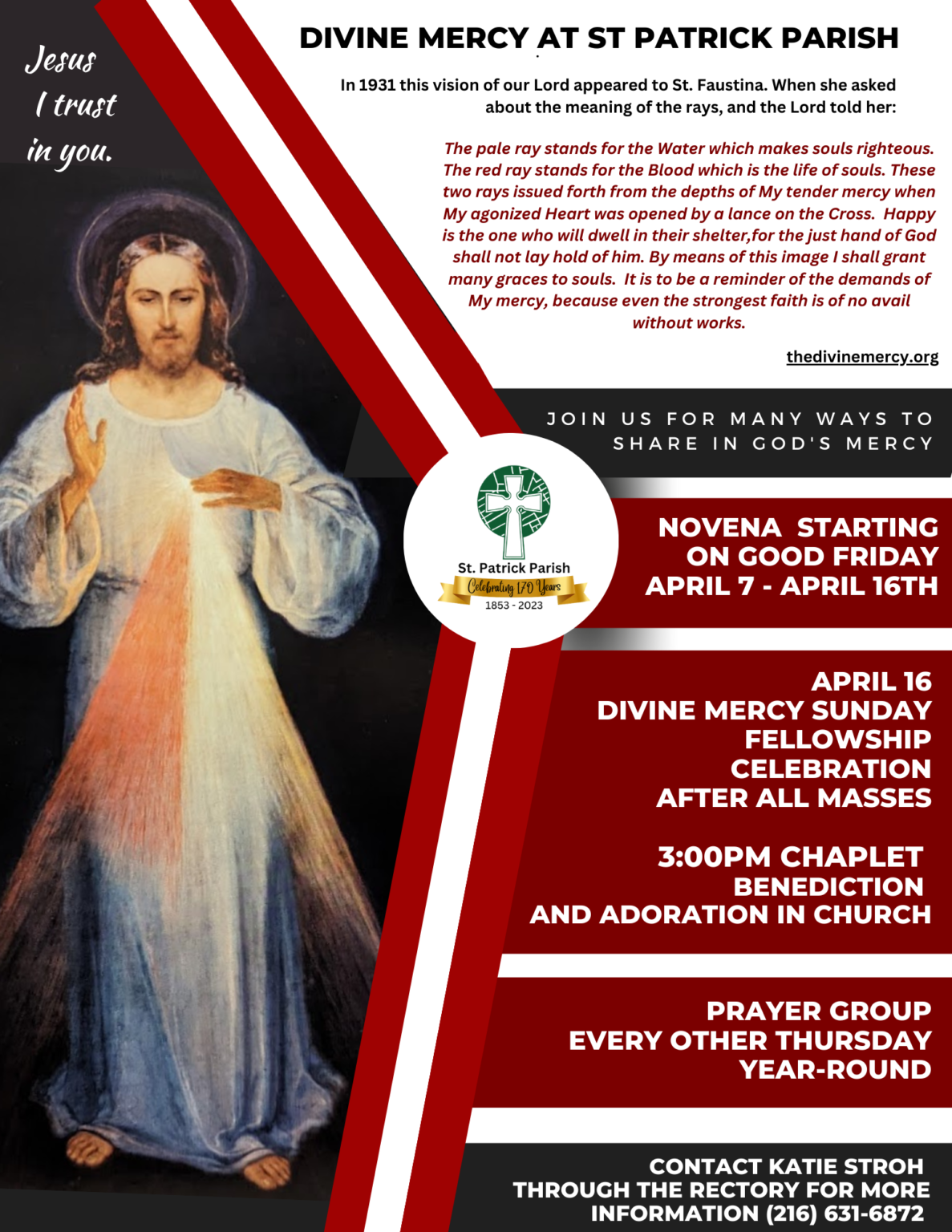 Divine Mercy Sunday April 16 St Patrick Parish